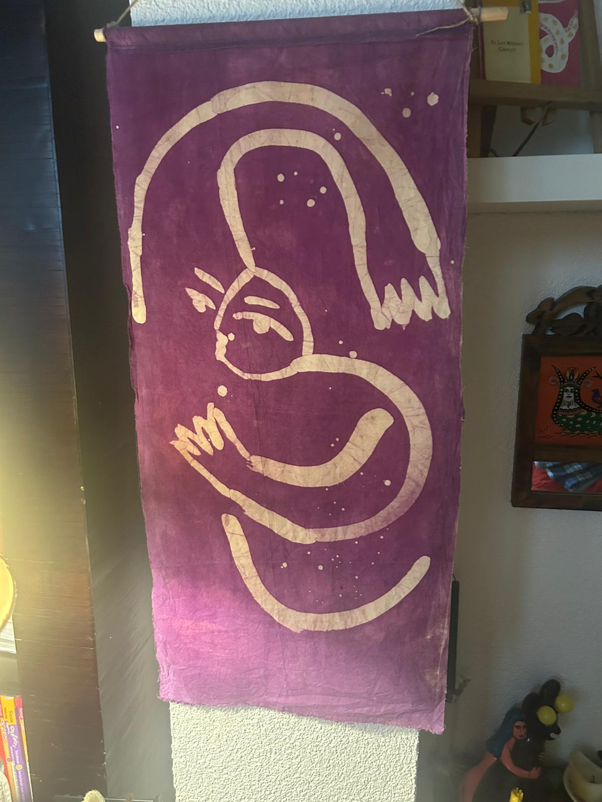 One line batik artwork wall hanging handmade