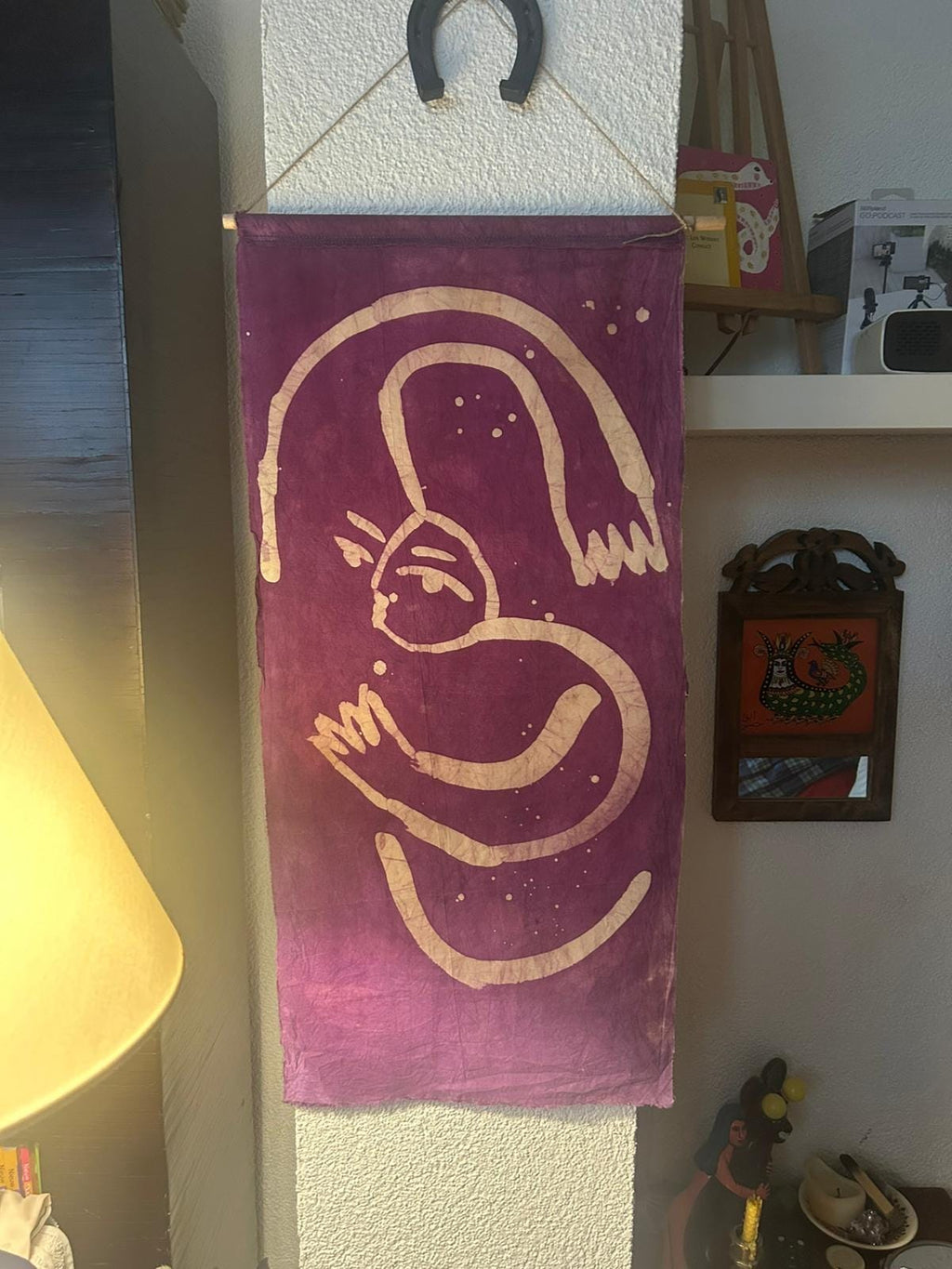 One line batik artwork wall hanging handmade