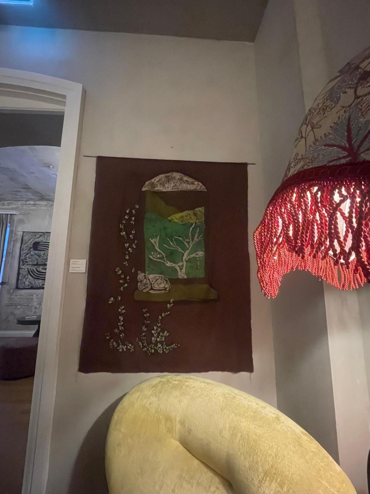 The Cat at the Window - Handmade Batik Art